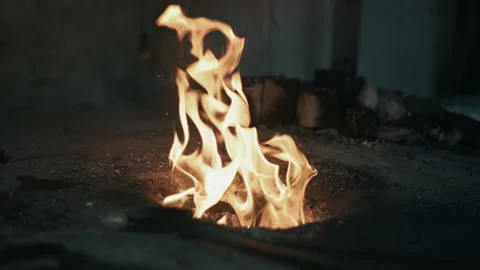 Dancing Flames in Blacksmith Forge Close Up Video stock 319735340