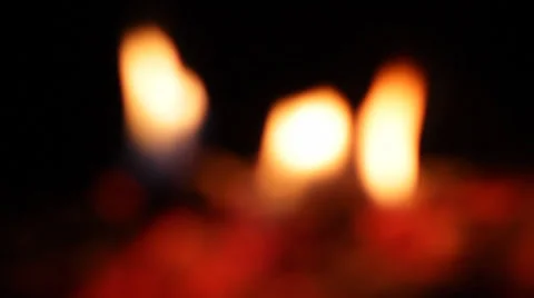 Dancing Flames in Fireplace, Burning Fire Blurry HD Stock Footage 32716467