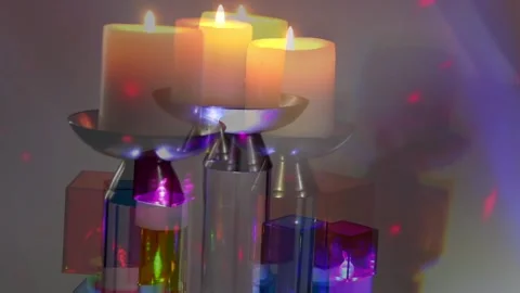 Dancing Flames: Kinetic Light on a Turntable Stock Footage 302405382