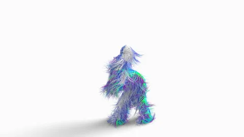 Dancing fluffy character isolated on white background. Stock-Footage 198328565