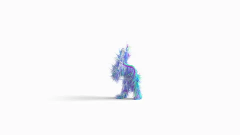 Dancing fluffy character isolated on white background. Stock-Footage 198329010