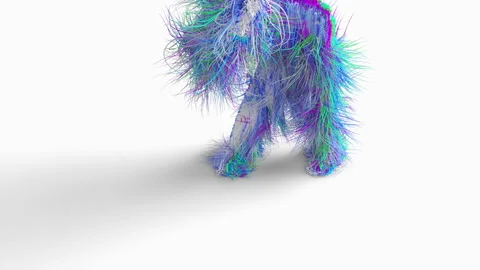 Dancing fluffy character isolated on white background. Vídeo Stock 198329094