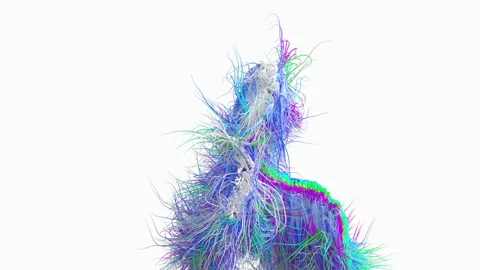 Dancing fluffy character isolated on white background. Stock-Footage 198329124