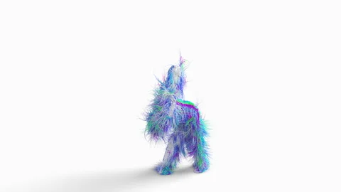 Dancing fluffy character isolated on white background. Stock-Footage 198329194