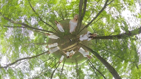 Dancing in the Forest A 360-Degree Experience of Nature and Movement Stock Footage 288150233