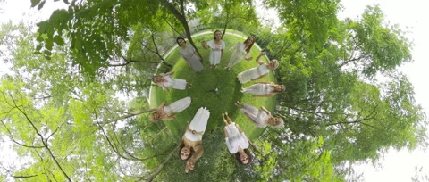 Dancing in the Forest A 360-Degree Experience of Unity and Joy Stock Footage 288182377