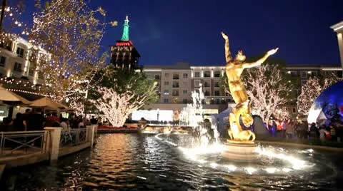 DANCING FOUNTAIN AT NIGHT 2 Stock Footage 9247286