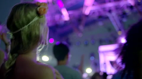 Dancing friends at concert Stock Footage 63083646