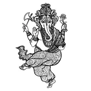 Dancing Ganesha Icon Stock Illustration