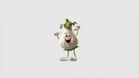 Dancing Garlic Character in alpha chanel Background Vídeos de archivo 277204966