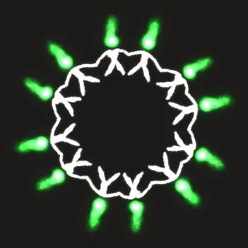 Dancing Ghosts – Green Flame Wisp Circle Illustration Illustrazione stock