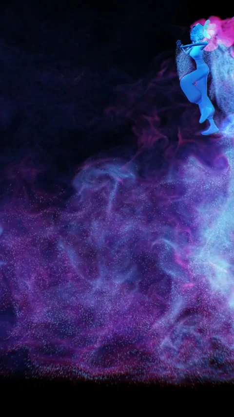 Dancing gir, vertical, black background, 3d motion Stock Footage 303554392