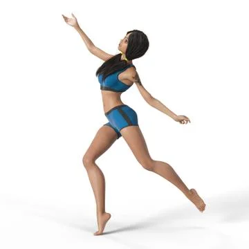 Dancing girl 3d rendering 库存插图