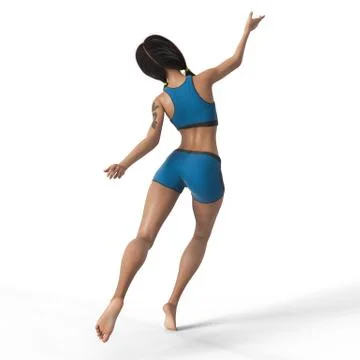 Dancing girl 3d rendering Stock Illustration