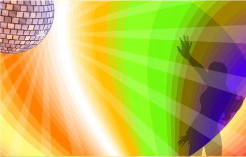 Dancing girl with disco background. Ilustración de archivo