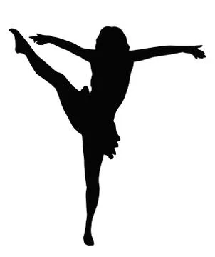 Dancing girl high kick Stock Illustration