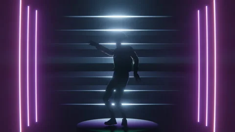 Dancing girl in neon light. 3D Render Stock Footage 196169394