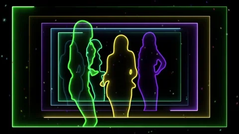 Dancing girl neon silhouette. VJ loop Stock Footage 78627341