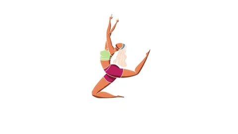 Dancing girl poses on white background. Female character in different choreog Stock Footage 139936616