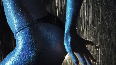 Dancing girl in the rain Stock Footage 128197280