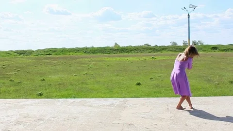 Dancing girl. Sky background Stock Footage 76188477