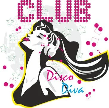 Dancing girl vector print,funny background for party Stock Illustration