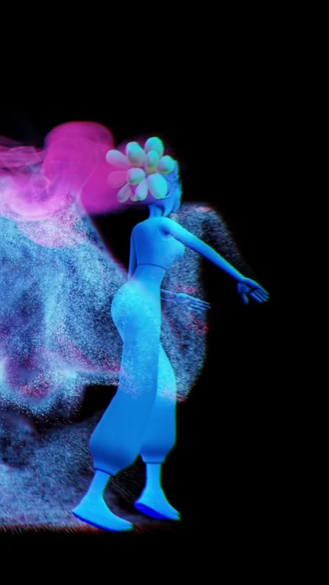 Dancing girl, vertical, 3d, black background Stock Footage 303554387