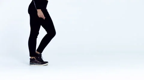 Dancing girl on a white background in studio. 4K 30fps ProRes (HQ) Stock Footage 66908758