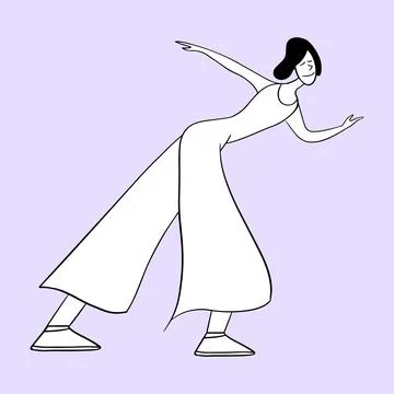 Dancing girl in white clothes. Vector multi-colored illustration Stock-Illustration