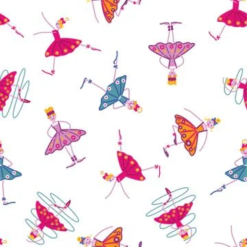 Dancing girls seamless pattern Stock Illustration