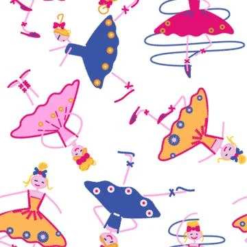 Dancing girls seamless pattern Stock Illustration