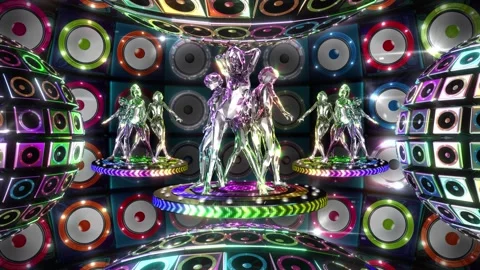 Dancing Girls Speaker Disco Wall Stock Footage 341838437