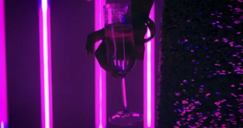Dancing with a Glass of Champagne Stock Footage 143875279