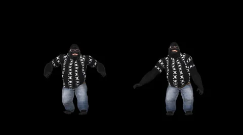 Dancing Gorrila - Duo - 01- Loop - Alpha Channel - 25 fps Video stock 38381446