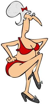 Dancing Granny in a bikini Stock Illustration