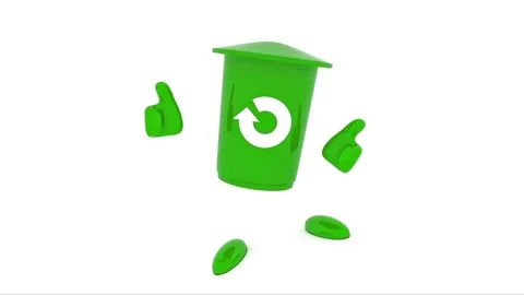 Dancing green garbage can with thumbs up on a white background Stock Footage 71921957