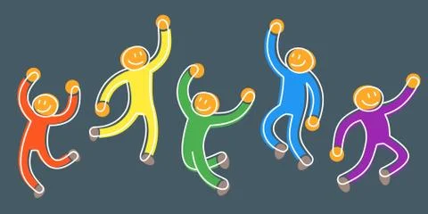 Dancing group of people on fun party as concept of happiness Stock Illustration