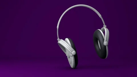 Dancing Headphones with aa Purple Background Stock Footage 70759618