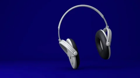 Dancing Headphones with a Blue Background Stock Footage 70758327