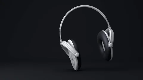 Dancing Headphones with a Dark Gray Background Stock Footage 70770361