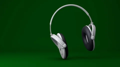 Dancing Headphones with a Green Background Stock Footage 70770322