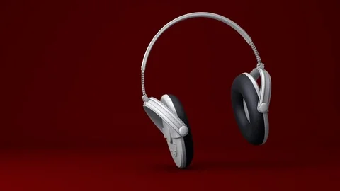 Dancing Headphones with a Red Background Stock Footage 70759432