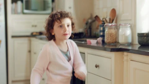 Dancing, home and kid in kitchen with energy, rhythm or creative performance Stock Footage 335828912