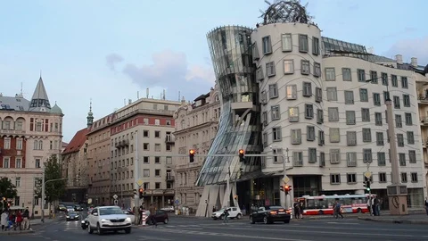 Dancing House Ginger and Fred, Prague. Stock Footage 91904789