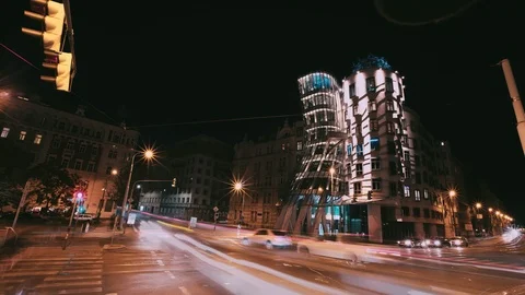 Dancing House in Prague Stock Footage 100326073