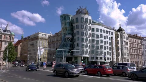 The Dancing House in Prague Stock Footage 211789343