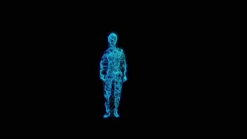 Dancing human made out of wires. Character animation on black and white backg Stock Footage 136632792