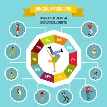 Dancing infographic, flat style Stock Illustration