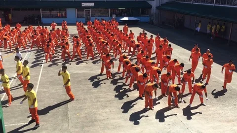 Dancing Inmates perform a dance routine at Cebu City Prison 03 Video stock 128095567