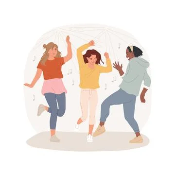 Dancing isolated cartoon vector illustration. Ilustración de archivo